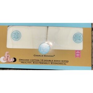 Charlie Banana 10 Ct Reusable Organic Cotton Double Sided  Diaper Wipes